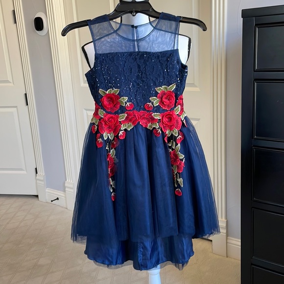 Nanette Lepore Girls Sequin flower High Low Tulle Dress